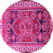 Round Persian Pink Traditional Rug, tr1413pnk