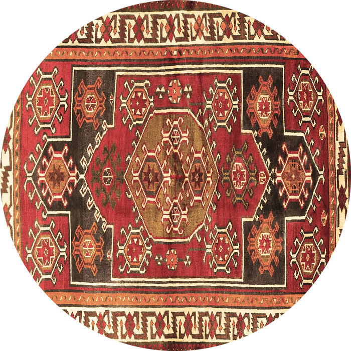 Round Machine Washable Persian Brown Traditional Rug, wshtr1413brn