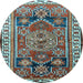 Round Persian Light Blue Traditional Rug, tr1413lblu