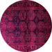Round Persian Pink Traditional Rug, tr1414pnk