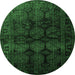 Round Persian Emerald Green Traditional Rug, tr1414emgrn