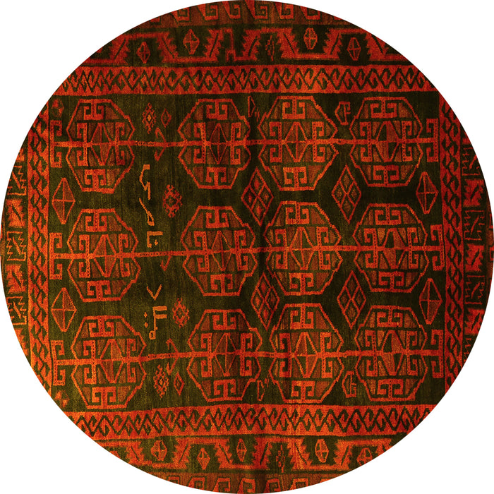 Round Persian Yellow Traditional Rug, tr1414yw
