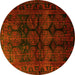 Round Persian Yellow Traditional Rug, tr1414yw