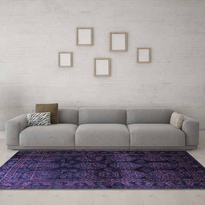 Machine Washable Persian Blue Traditional Rug in a Living Room, wshtr1414blu