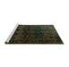 Sideview of Machine Washable Persian Turquoise Traditional Area Rugs, wshtr1414turq