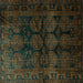 Square Persian Turquoise Traditional Rug, tr1414turq