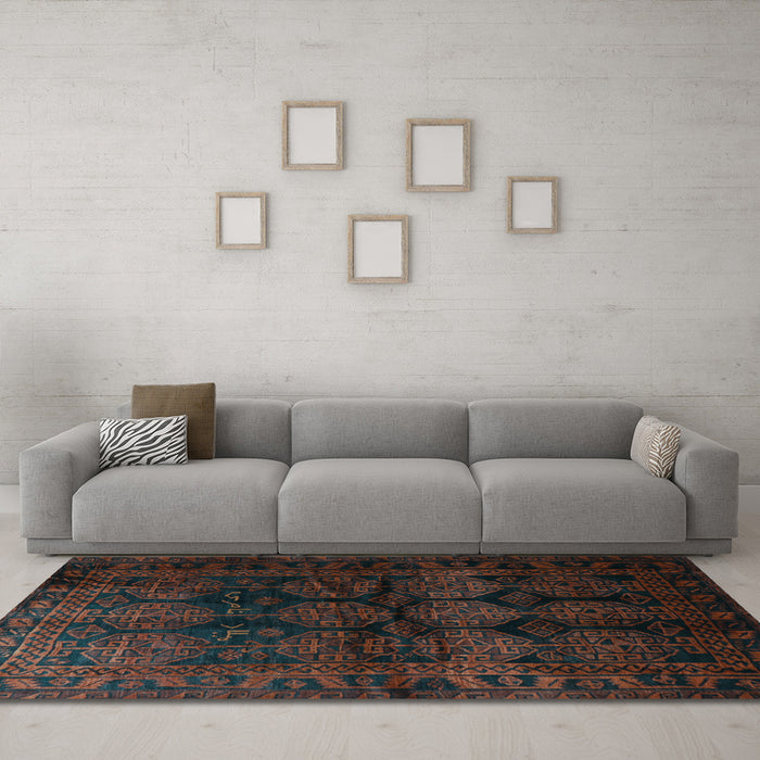Machine Washable Persian Light Blue Traditional Rug in a Living Room, wshtr1414lblu