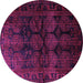 Round Machine Washable Persian Purple Traditional Area Rugs, wshtr1414pur