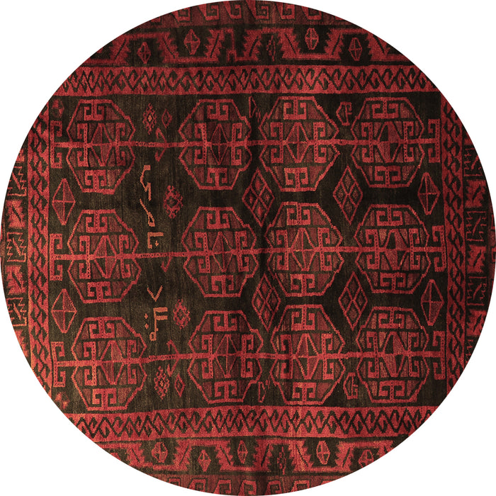 Round Persian Brown Traditional Rug, tr1414brn