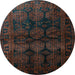 Round Persian Light Blue Traditional Rug, tr1414lblu