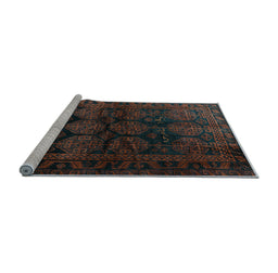 Sideview of Machine Washable Persian Light Blue Traditional Rug, wshtr1414lblu
