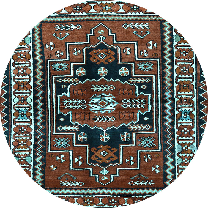 Round Machine Washable Persian Light Blue Traditional Rug, wshtr1415lblu