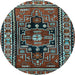 Round Machine Washable Persian Light Blue Traditional Rug, wshtr1415lblu