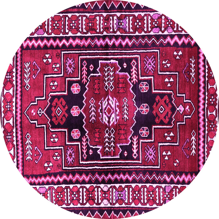 Round Machine Washable Persian Pink Traditional Rug, wshtr1415pnk