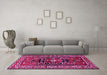 Machine Washable Persian Pink Traditional Rug in a Living Room, wshtr1415pnk