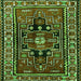 Round Machine Washable Persian Green Traditional Area Rugs, wshtr1415grn