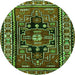 Square Persian Green Traditional Rug, tr1415grn