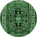 Round Persian Emerald Green Traditional Rug, tr1415emgrn
