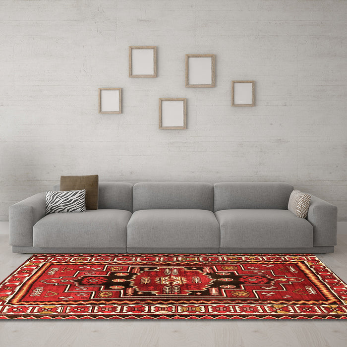 Machine Washable Persian Orange Traditional Area Rugs in a Living Room, wshtr1415org