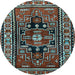 Round Persian Light Blue Traditional Rug, tr1415lblu