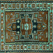 Square Machine Washable Persian Turquoise Traditional Area Rugs, wshtr1415turq