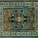 Square Persian Turquoise Traditional Rug, tr1415turq