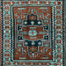 Square Persian Light Blue Traditional Rug, tr1415lblu