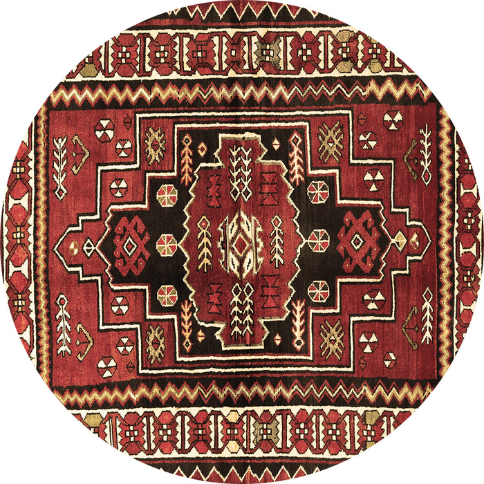 Round Persian Brown Traditional Rug, tr1415brn