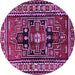 Round Persian Purple Traditional Rug, tr1415pur