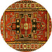 Round Persian Yellow Traditional Rug, tr1415yw