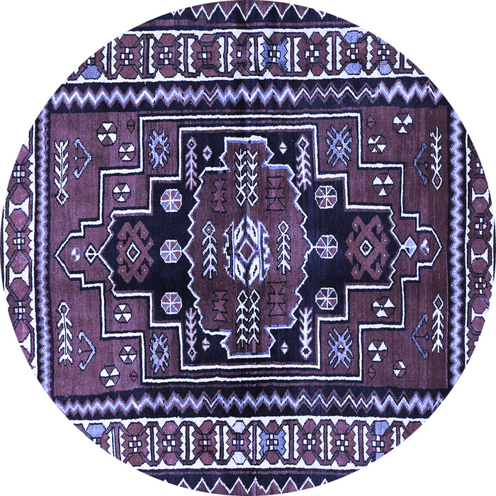 Round Machine Washable Persian Blue Traditional Rug, wshtr1415blu
