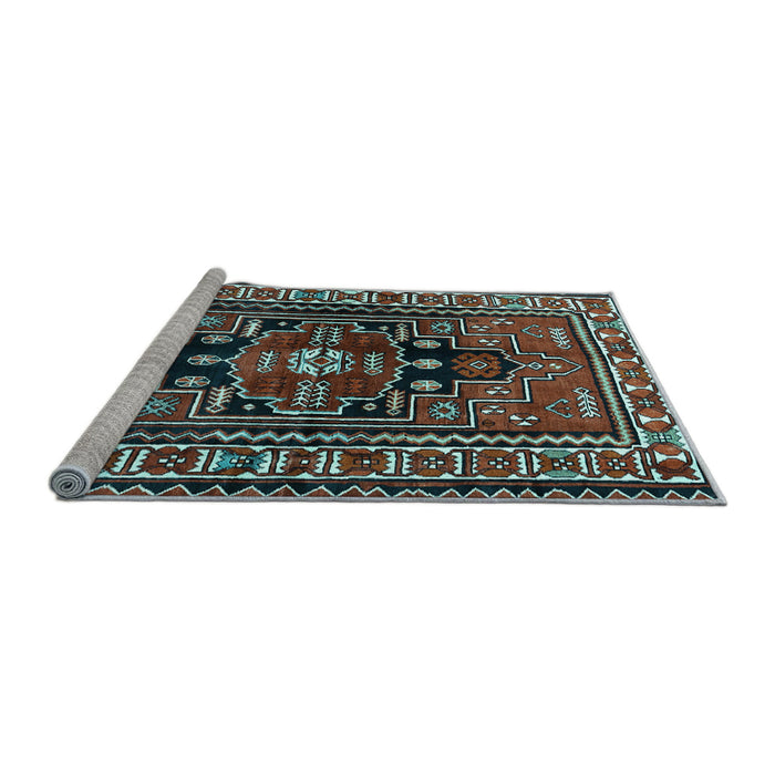 Sideview of Machine Washable Persian Light Blue Traditional Rug, wshtr1415lblu