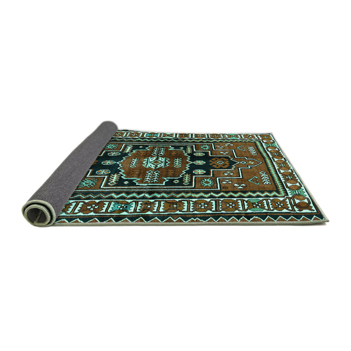 Sideview of Persian Turquoise Traditional Rug, tr1415turq