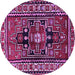 Round Machine Washable Persian Purple Traditional Area Rugs, wshtr1415pur