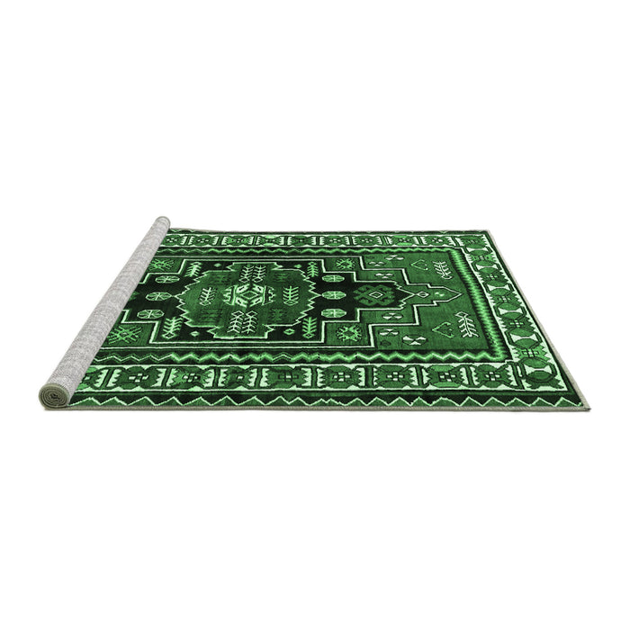 Sideview of Machine Washable Persian Emerald Green Traditional Area Rugs, wshtr1415emgrn