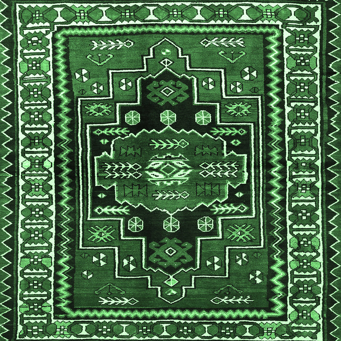 Square Machine Washable Persian Emerald Green Traditional Area Rugs, wshtr1415emgrn