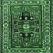 Square Machine Washable Persian Emerald Green Traditional Area Rugs, wshtr1415emgrn