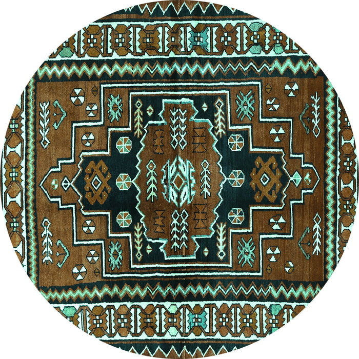Round Persian Turquoise Traditional Rug, tr1415turq