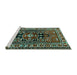 Sideview of Machine Washable Persian Turquoise Traditional Area Rugs, wshtr1415turq