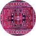 Round Persian Pink Traditional Rug, tr1415pnk