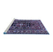 Sideview of Machine Washable Persian Blue Traditional Rug, wshtr1415blu