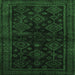 Square Machine Washable Persian Emerald Green Traditional Area Rugs, wshtr1416emgrn