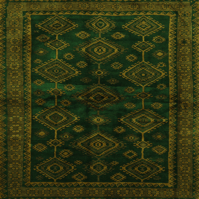 Round Machine Washable Persian Green Traditional Area Rugs, wshtr1416grn