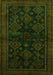 Serging Thickness of Machine Washable Persian Green Traditional Area Rugs, wshtr1416grn