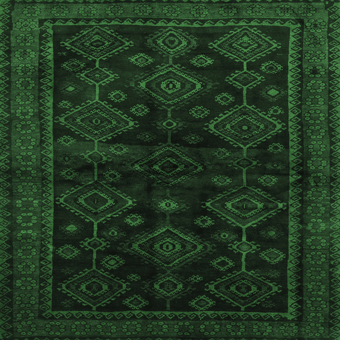 Square Persian Emerald Green Traditional Rug, tr1416emgrn