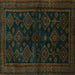 Square Persian Turquoise Traditional Rug, tr1416turq