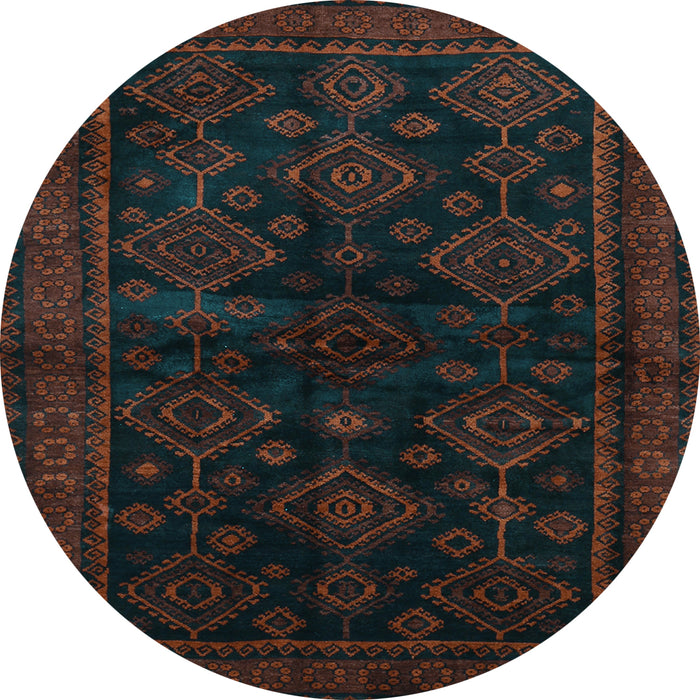 Round Machine Washable Persian Light Blue Traditional Rug, wshtr1416lblu