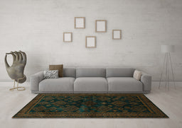 Machine Washable Persian Turquoise Traditional Area Rugs in a Living Room,, wshtr1416turq