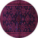 Round Machine Washable Persian Purple Traditional Area Rugs, wshtr1416pur