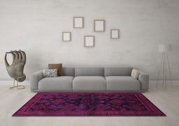 Machine Washable Persian Purple Traditional Area Rugs in a Living Room, wshtr1416pur